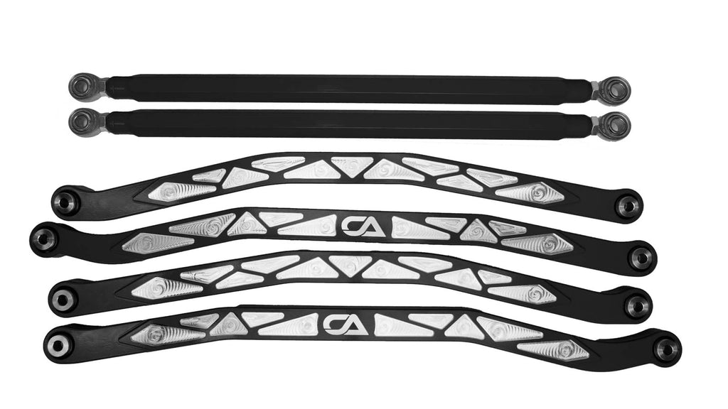 CA Technologies USA Radius Rods are Arched in the middle and lower Radius Rods increases ride height without changing ride geometry. Giving you the most clearance possible, without negatively affecting stability.  1.25" thick billet aircraft aluminum ensures strength & dependability when you need it most.  We utilize ONLY industry leading FK Brand Spherical bearings equipped with a cloth PTFE liner for maximum durability. No substitutions accepted. 