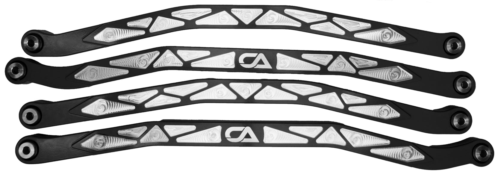 CA Technologies USA Cam-Am X3 High Clearance Radius Rods are the largest and thickest rods on the market providing strength, dependability, and affordability. 1.25 inches thick and 1.5 inches high. Built with FK Brand Spherical bearings. Kit contains four high clearance rods for the highest ground clearance.