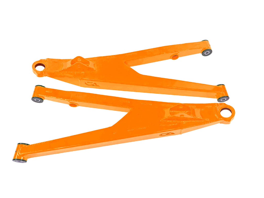 Can-Am Maverick X3 Upper Boxed Control Arms are laser cut from 4130 chromoly then CNC broke for quality and accuracy. Comes complete with 25% larger bushings installed to decrease wear and increase bushing life. Made with TIVAR® a high quality UHMW-PE material and is resistant to most all chemicals and conditions.