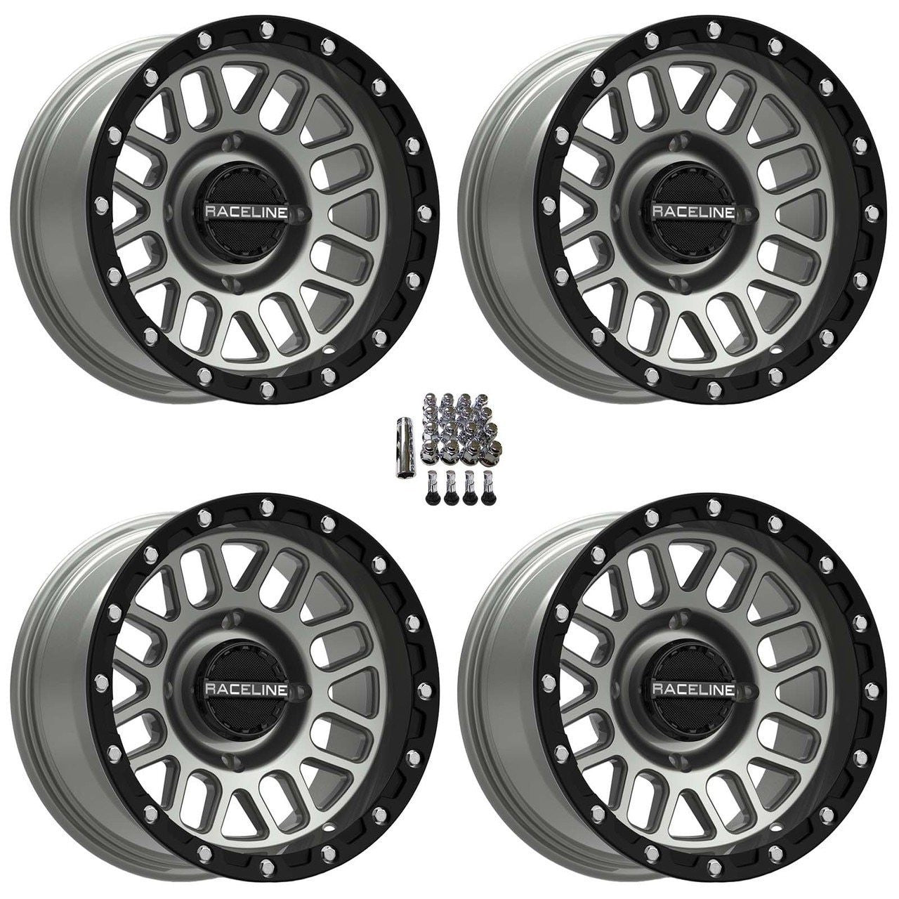 (4) RACELINE PODIUM BEADLOCKS STEALTH GREY
