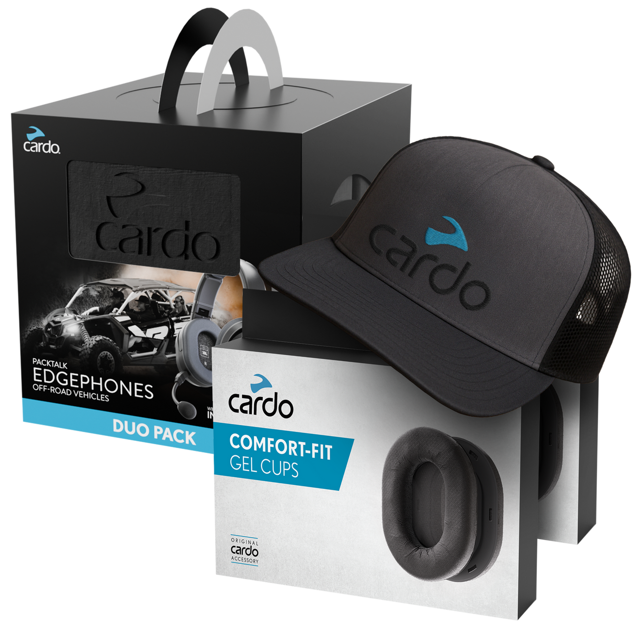 Packtalk Edgephones ORV DUO + 2 Gel Cups + 2 Cardo caps