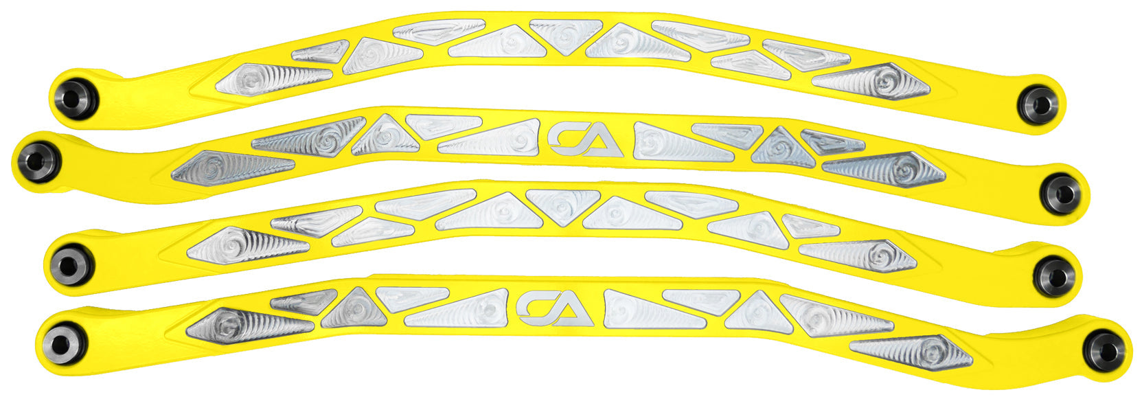 CA Technologies USA Cam-Am X3 High Clearance Radius Rods are the largest and thickest rods on the market providing strength, dependability, and affordability. 1.25 inches thick and 1.5 inches high. Built with FK Brand Spherical bearings. Kit contains four high clearance rods for the highest ground clearance.
